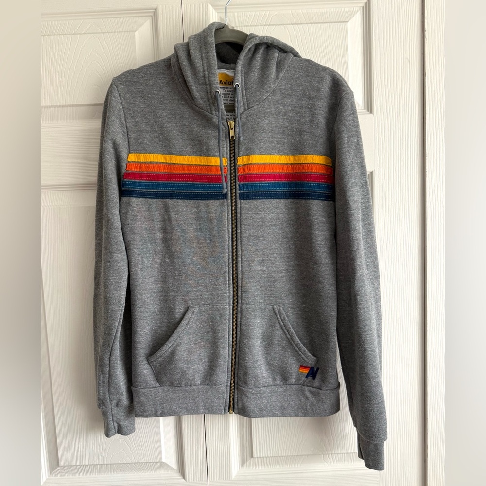 Aviator Nation “5 Stripe Hoodie” Charcoal Grey